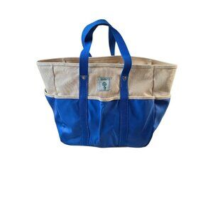 ESPRIT Canvas Rubber blend cream blue Utility Tote Bag Large Vintage
